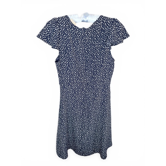 Altar'd State Navy Blue White Polka Dot Flutter Sleeve Mini Dress Sweetheart - Picture 2 of 5